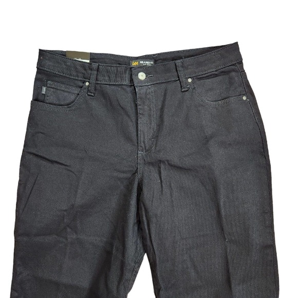 Lee Cropped Jeans/Pants Womens Size 12 Solid Black Relaxed Fit Mid Rise Stretch - Picture 3 of 9